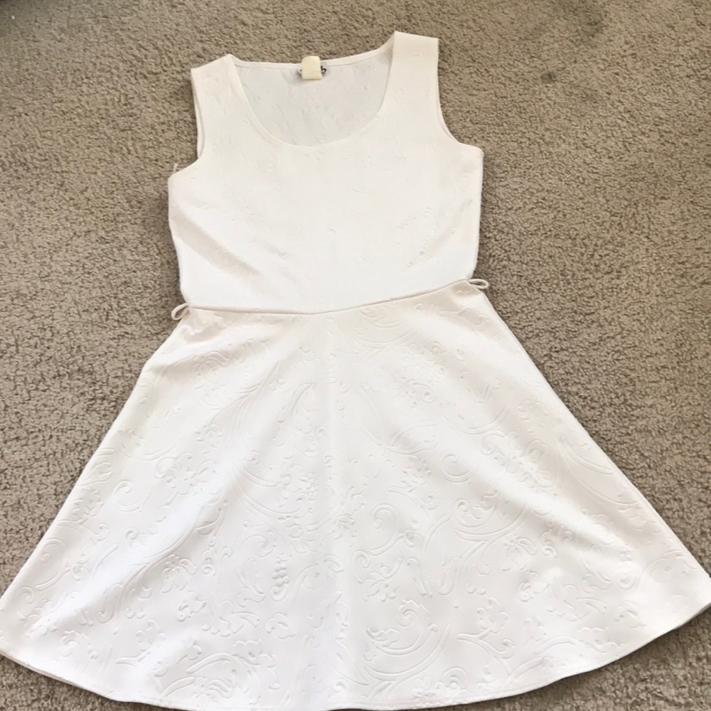 Textured white skater dress
